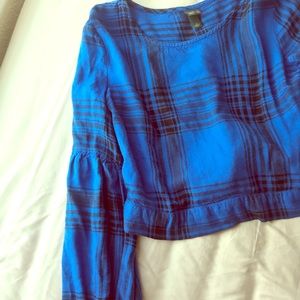 Blue black plaid crop top